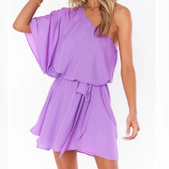 Show Me Your Mumu Trish One Shoulder Mini Dress Size Small Purple - Picture 5 of 6